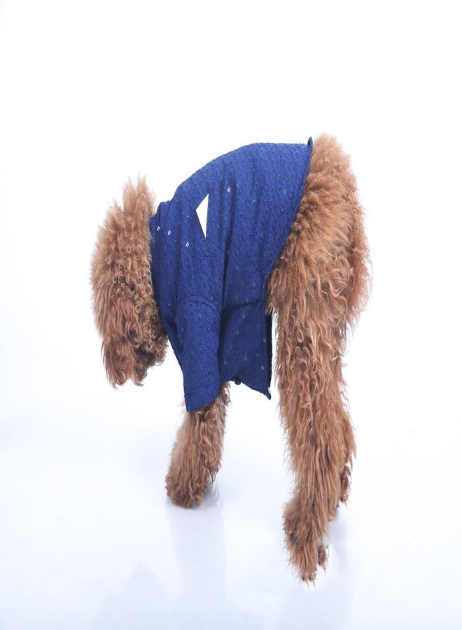 15 Buttons Dog Navy Blue Sequence Work Sherwani | Pure Cotton Fabric | Wedding Dress for Pets | Comfortable Ethnic Summer Outfit Choice | for All Occasions | for Huskey, Labrador (3XL) - Image 5